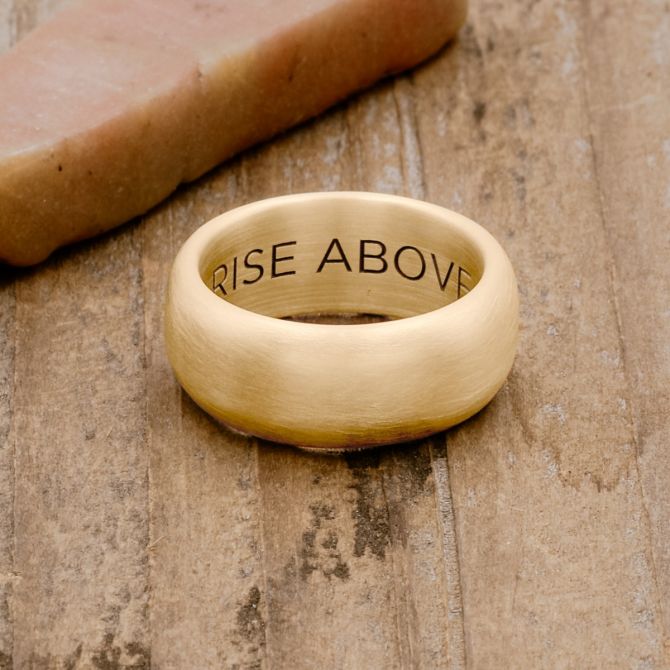 Collide with the Sky ring handcrafted in 14k yellow gold with a smooth finish and personalized with a meaningful name, word or date 