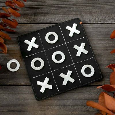 Noughts and Crosses Leather Tic-Tac-Toe Game Set