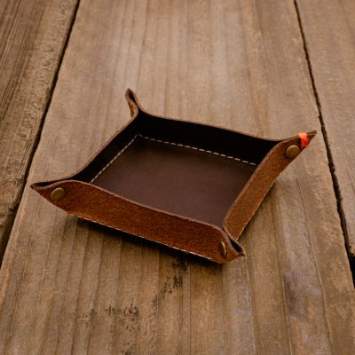 Small Leather Desk Valet [Brown]