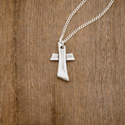 Accord Cross necklace handcrafted in antiqued sterling silver with the pendant strung on your choice of chain