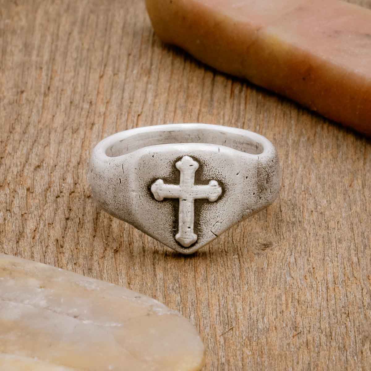 Image of Faith Hope & Love Cross Signet Ring [Sterling Silver]
