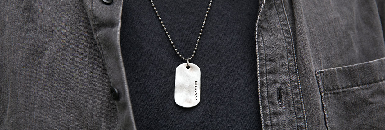 Silver Army Dog Tag Music Guitar Stainless Steel Pendant Black Leather Necklace 