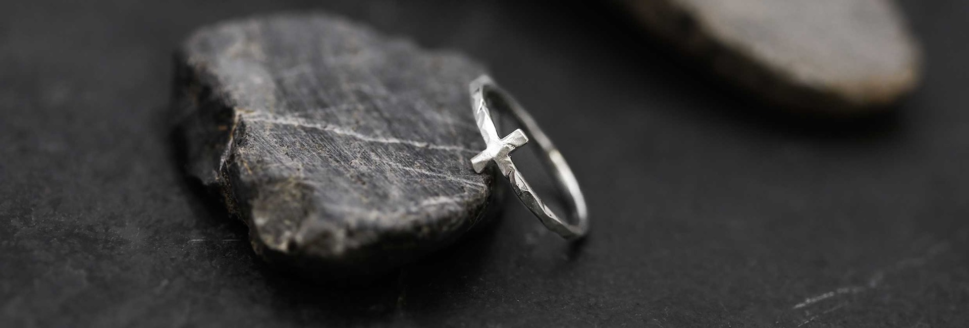Simple Hammered Cross Ring by Stephen David Leonard